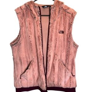 The North Face Furlander Faux Hooded Vest Sleeveless Jacket Pink Cozy